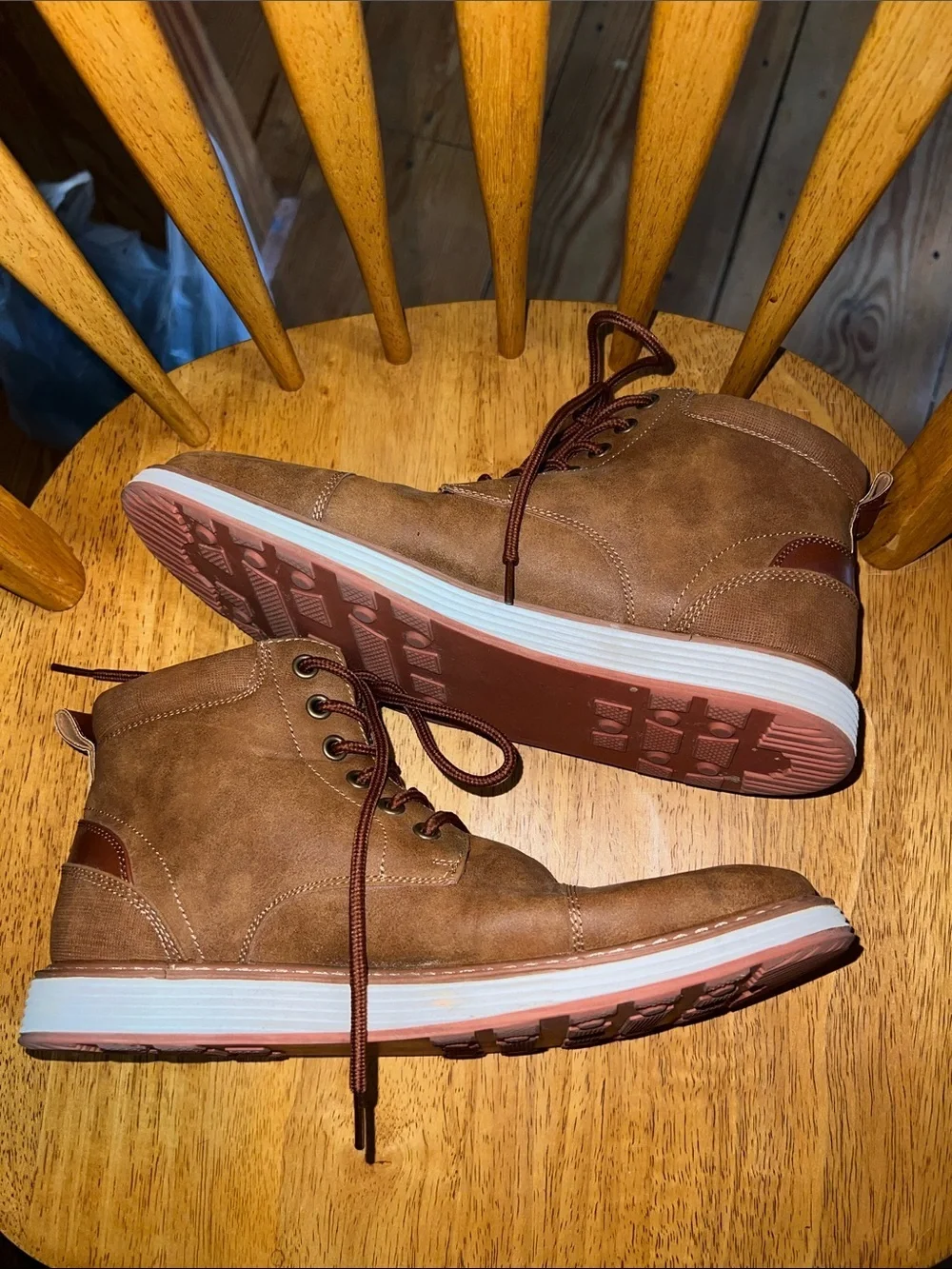 Ferro Aldo Men's Brown Chukka Burt Boots with Plaid Lining 6.5